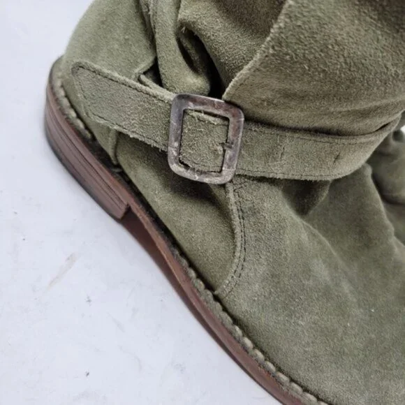 Fiorentini + Baker | Eternity Suede Leather Tall Moto Boots Olive Green - Picture 10 of 16